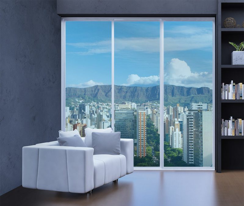 Interior design living room with window view mockup